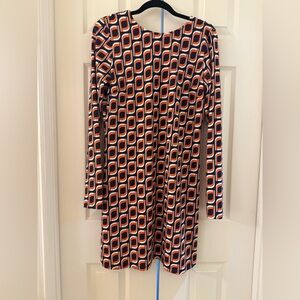 NWOT - Julie Brown Navy and Orange Geometric Dress